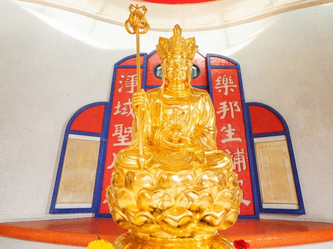 Gold Leaf Bronze Sitting Ksitigarbha Bodhisattva Buddha Statue