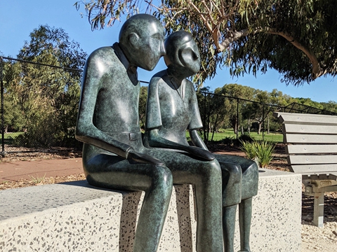 Cast Bronze Figure Statue-Together